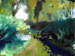 gouache painting fiume ciane