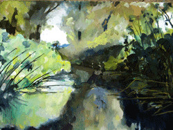 gouache painting fiume ciane