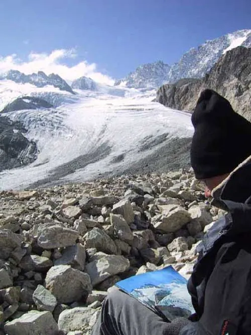 Nicholas Stedman painting a glacier study