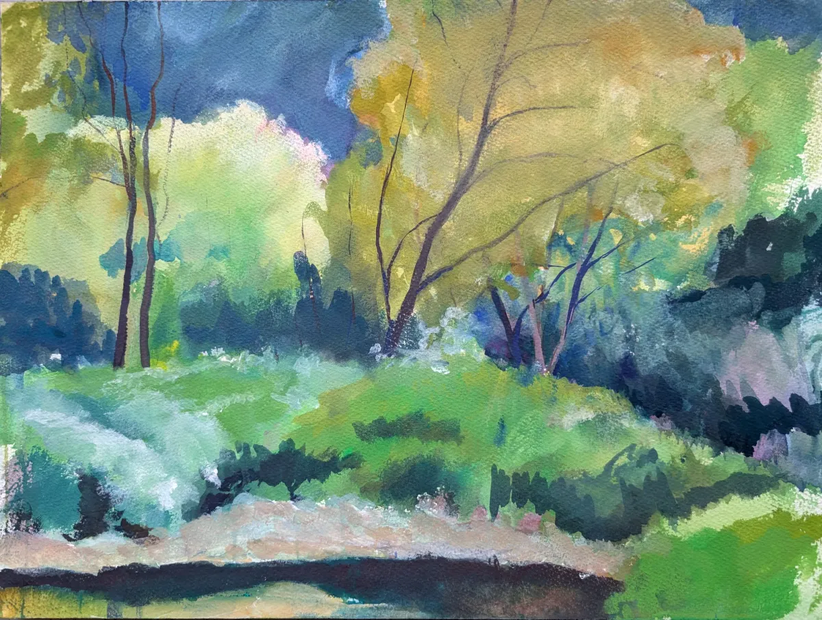 Pantalica Autumn Anapo Valley Siracusa - Painting of Pantalica canyon, Sicily by Nicholas Stedman