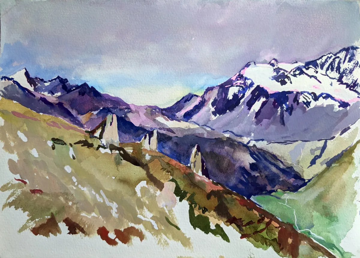 France Vanoise - Gouache painting by Nicholas Stedman