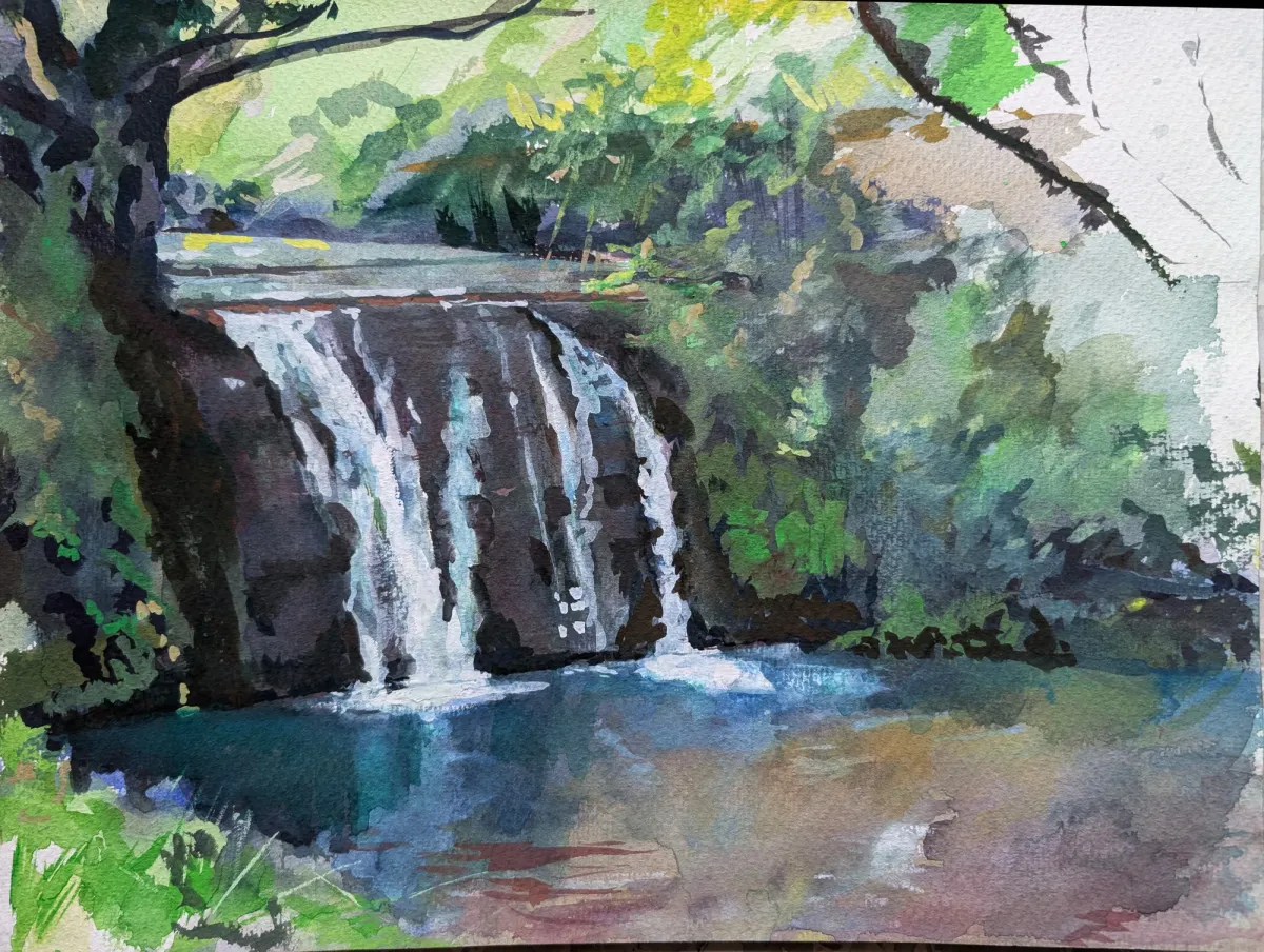 Cascatelle Naca Nica Pioppo - Gouache painting by Nicholas Stedman