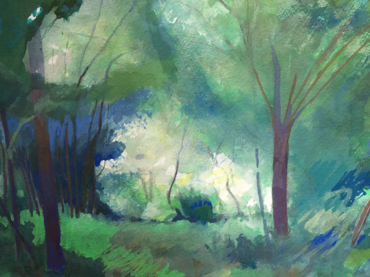 Woods above Cavagrande - Gouache painting by Nicholas Stedman