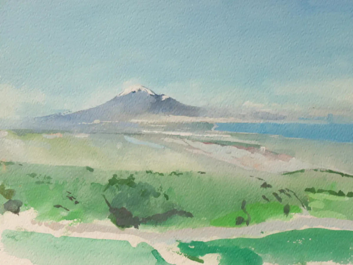 Siracusa Etna Sortino - Gouache painting of Siracusa, Sicily by Nicholas Stedman