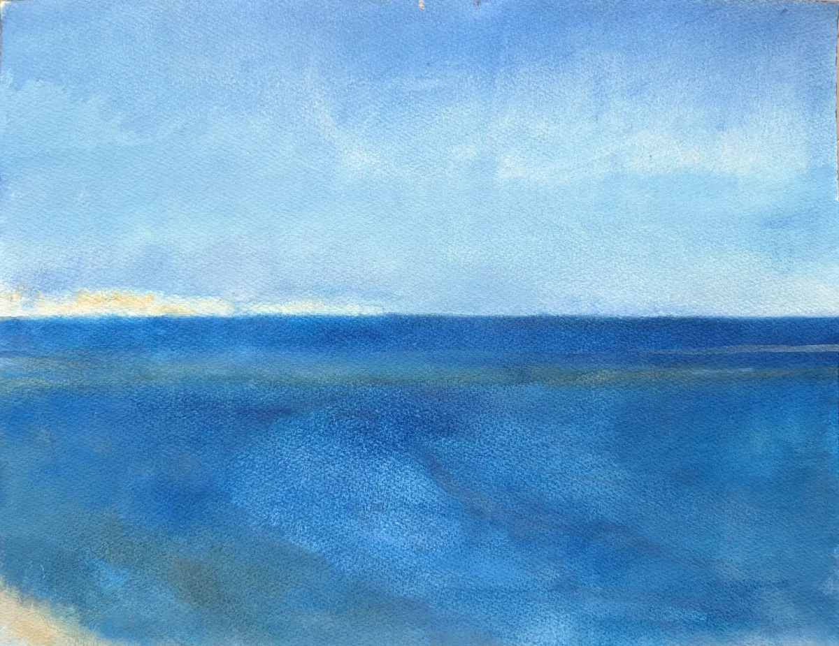 Siracusa Out To The Horizon - Gouache painting of Siracusa, Sicily by Nicholas Stedman