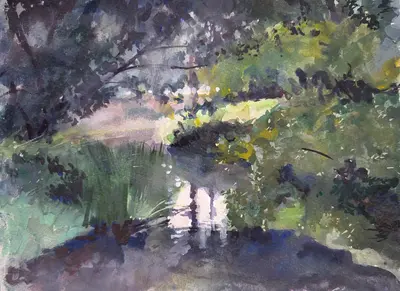 Stour Dark River Scene With Willows